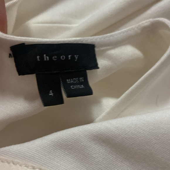 Theory Designer Gaian White Goat Leather Stripe Sleeveless Blouse Pryor Sz 4 - Picture 3 of 4